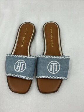 Tommy Hilfiger Denim Blue Logo Slide Mules B76